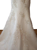 Wedding Dress Classy Elegant Lace Strapless Train Champagne UK 12 - Vintage Attic