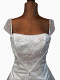Alfred Angelo Wedding Dress Classy Elegant Beaded Sequins White Train UK 10 - Vintage Attic