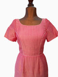 Vintage 90s Bridesmaid Evening Long Dress Raw Silk Beading Coral Colour UK 8/10 - Vintage Attic