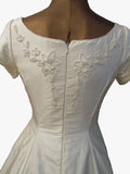 Vintage 90s Silk Wedding Dress Classy Belle Elegant Beading Train UK 8/10 - VintageFairy